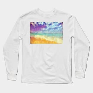 beach dream impressionist ocean waves Long Sleeve T-Shirt